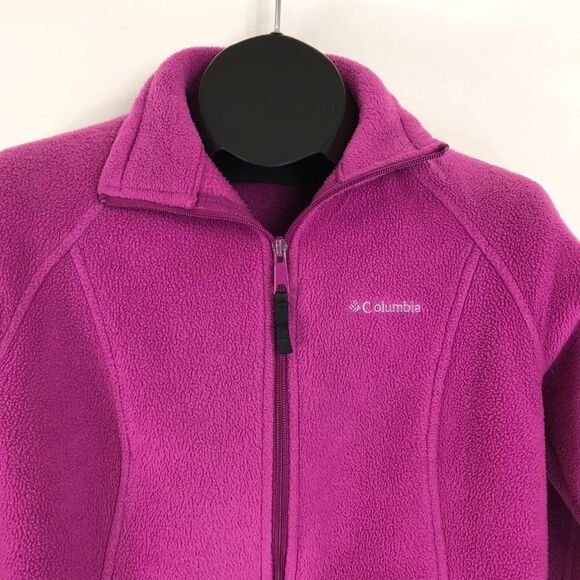 Columbia Full Zip Fleece Jacket Women's Size Medium Pockets Logo Mock Neck - Picture 2 of 14